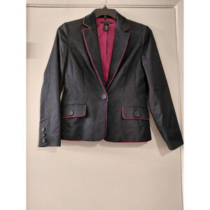 Ladies Apostrophe Stretch Black Pink Blazer Work Wear Jacket Womens Size 6